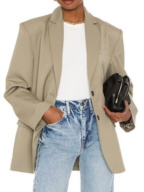 Anine Bing Oversized Quinn Blazer in Green Khaki Size XS